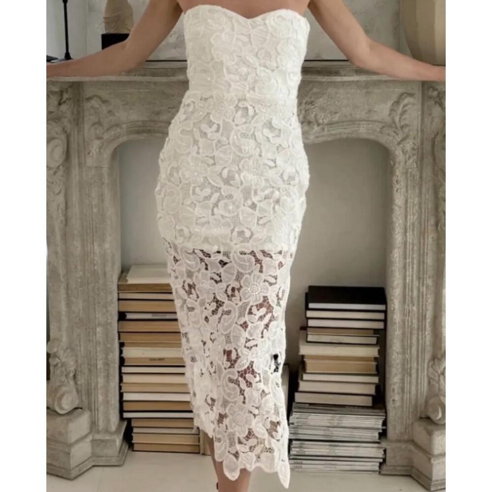 NEW LENA floral lace tube dress in white
